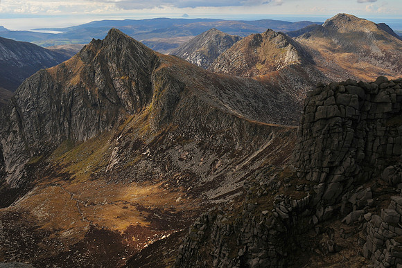 Cir Mohr and the ridge to A' Chir and Beinn Tarsuinn, from Caisteal Abhail, Isle of Arran