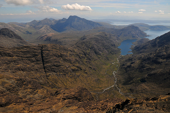 Bla Bheinn, Loch Coruisk and the Coruisk River from the summit of Sgurr a' Ghreadaidh, Isle of Skye