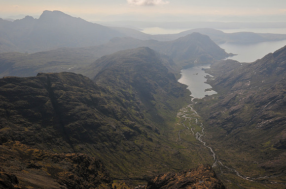 Bla Bheinn, Loch Coruisk and the Coruisk River from the summit of Sgurr a' Mhadaidh, Isle of Skye