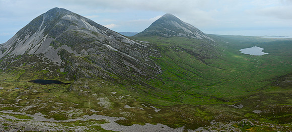 Beinn an Oir, Beinn Shiantaidh and Loch an t-Siob from the lower slopes of Beinn a' Chaolais, Isle of Jura