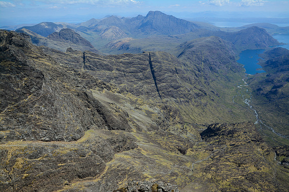 Bla Bheinn, Loch Coruisk and the Coruisk River from the summit of Sgurr a' Mhadaidh, Isle of Skye