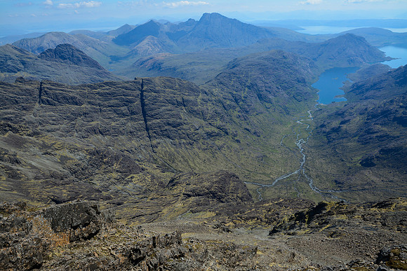 Bla Bheinn, Loch Coruisk and the Coruisk River from the summit of Sgurr a' Ghreadaidh, Isle of Skye