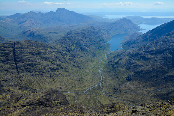 Bla Bheinn, Loch Coruisk and the Coruisk River from the summit of Sgurr a' Ghreadaidh, Isle of Skye