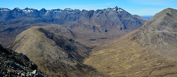 The Cuillin Ridge from Garbh-bheinn's north ridge, Isle of Skye