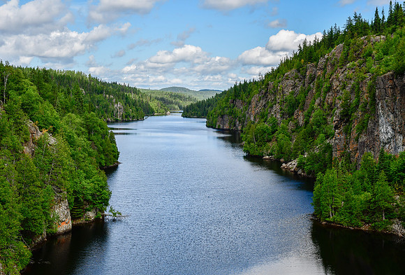 Looking north from the suspension bridge over Lac la Haie, Parc d'Aiguebelle