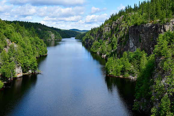 Looking north from the suspension bridge over Lac la Haie, Parc d'Aiguebelle