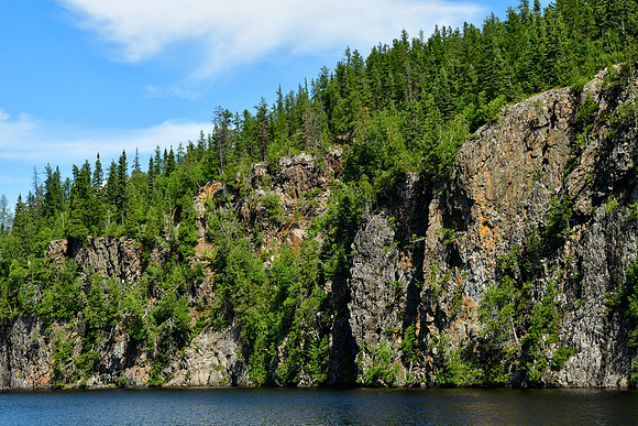 Looking across to the east side of Lac la Haie from the Sentier L'Aventurier, Parc d'Aiguebelle