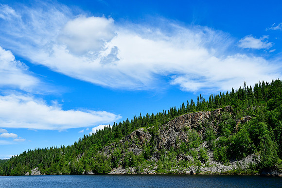Looking across to the east side of Lac la Haie from the Sentier L'Aventurier, Parc d'Aiguebelle