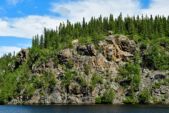 Looking across to the east side of Lac la Haie from the Sentier L'Aventurier, Parc d'Aiguebelle