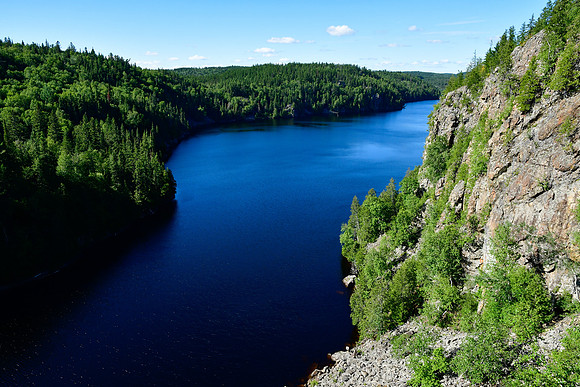 Looking north from the west side of Lac la Haie a short distance northeast of the suspension bridge, Parc d'Aiguebelle