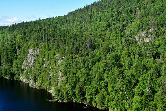 Looking west across Lac la Haie from a short distance north of the suspension bridge, Parc d'Aiguebelle