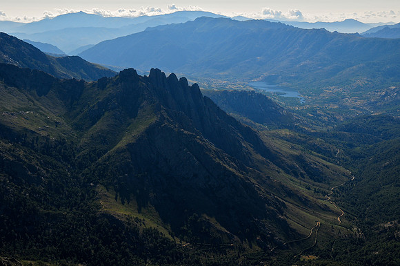 View of the Cinque Frati (Five Brothers) and Albertacce from the summit of Paglia Orba